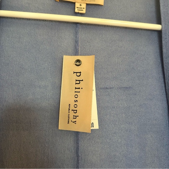 NWT Philosophy Dusty Blue Open Front Relaxed Light Weight Cardigan Size Small - Picture 2 of 9